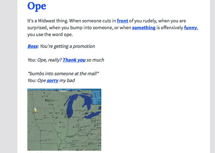 Midwesterners love this word, apparently
